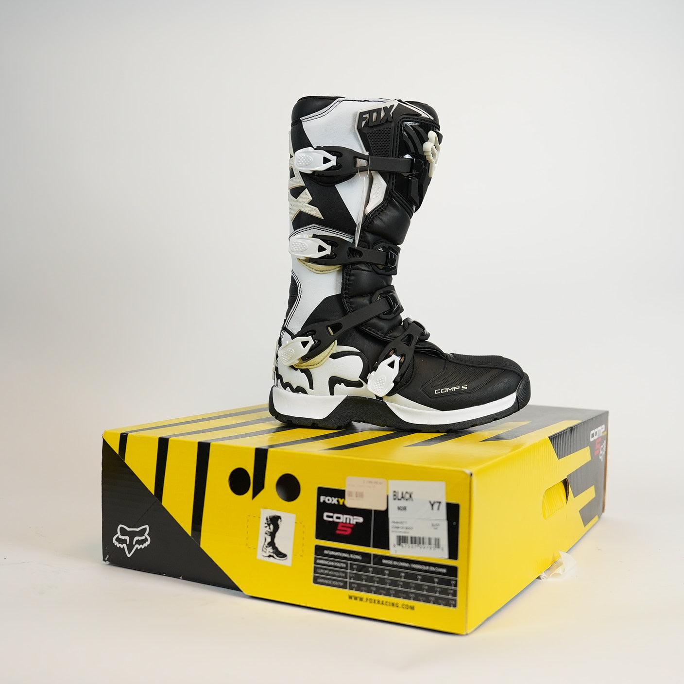 FOX Comp 5 Barn Crosstövlar Svart/Vit