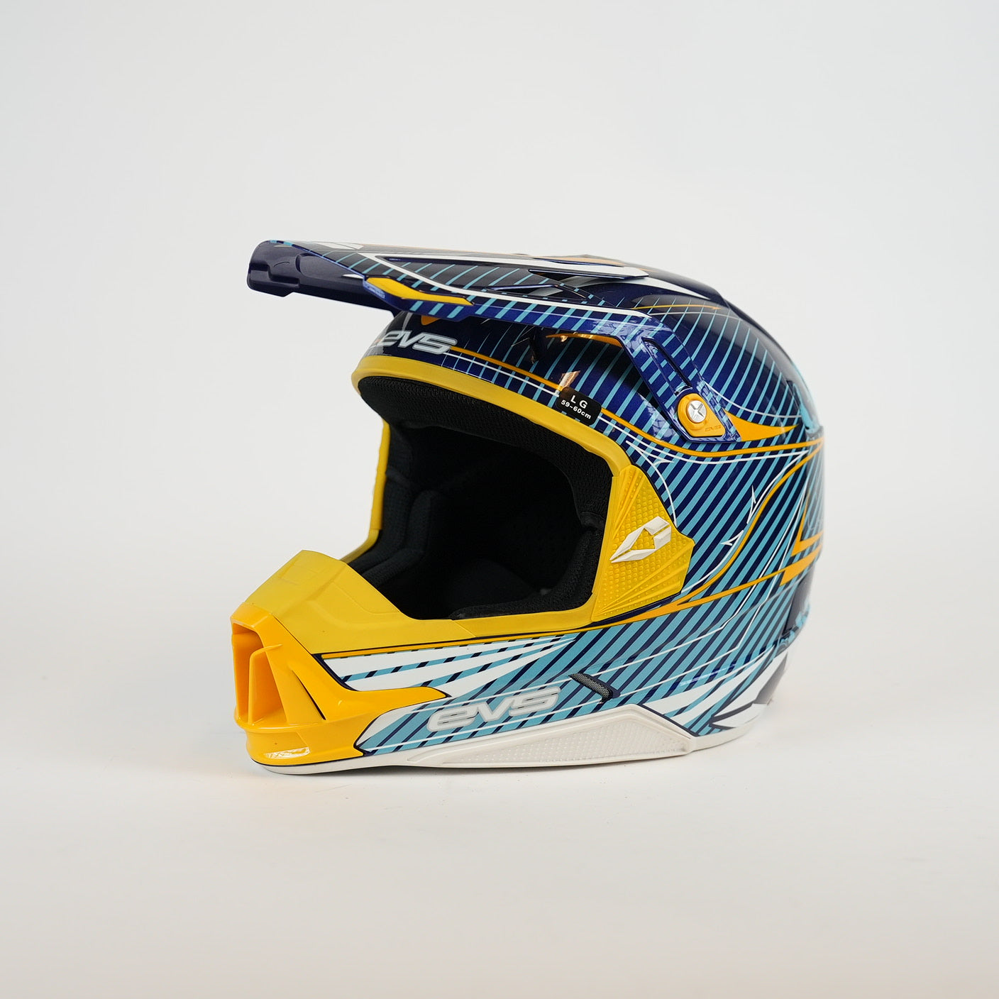 EVS Cyan Crosshjälm Blå/Gul/Vit