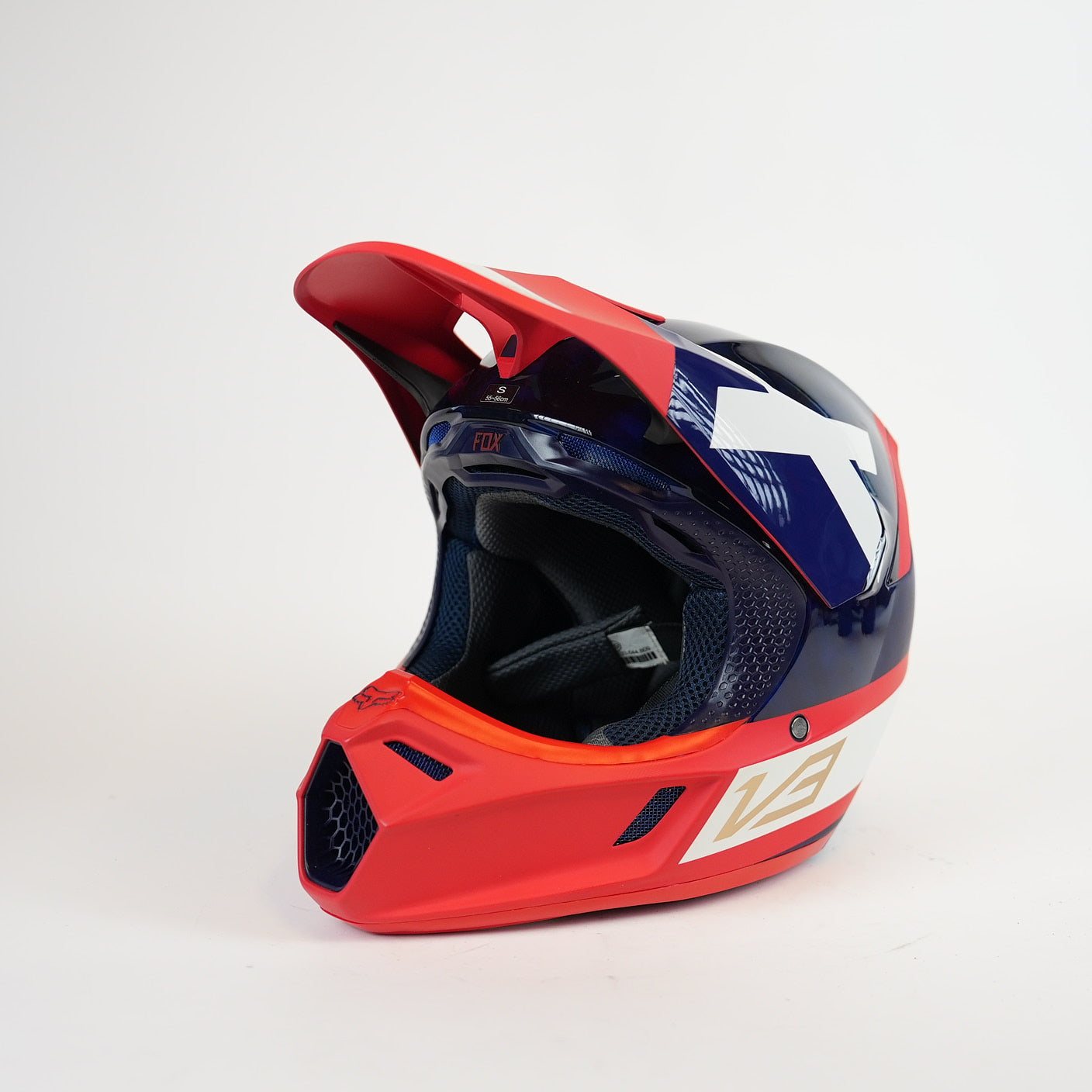 FOX V3 Preest Crosshjälm Röd/Blå/Vit