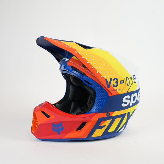 FOX V3 Drafter Crosshjälm Gul/Blå/Röd