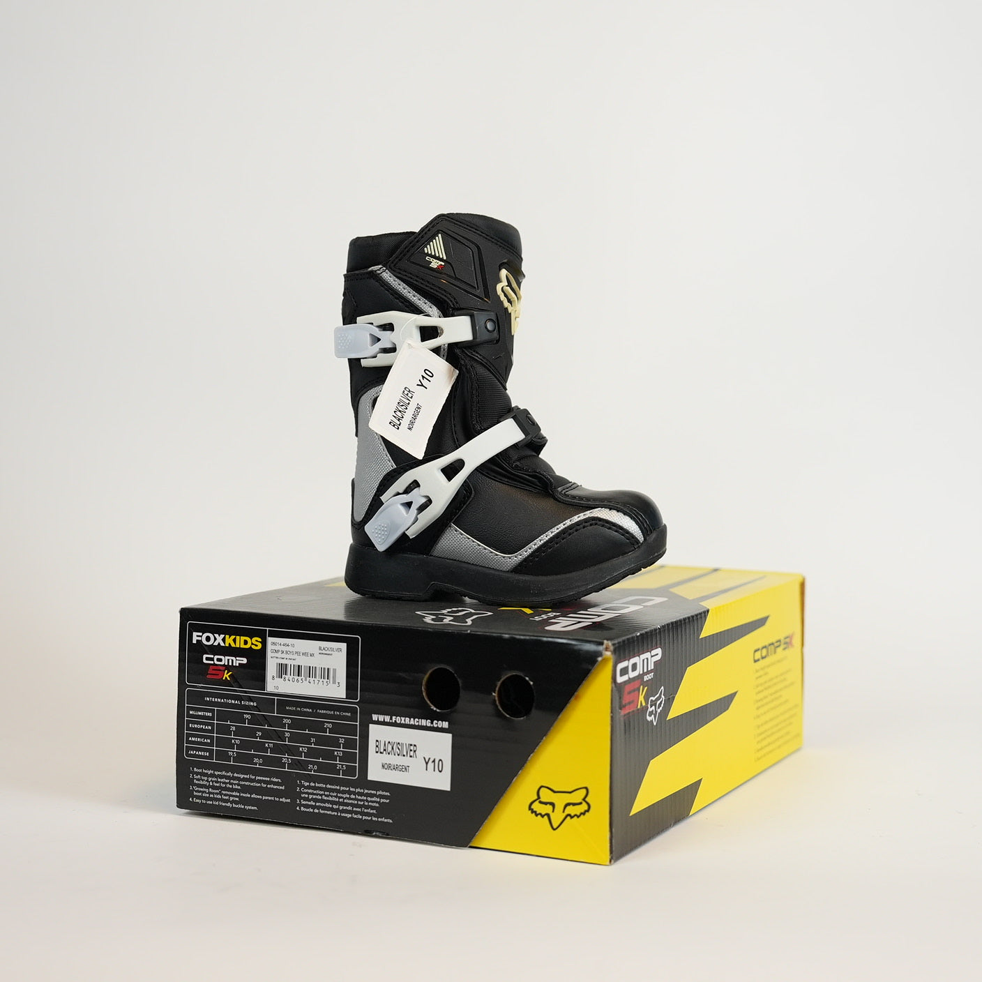 FOX Racing Comp 5K Barn Crosstövlar Svart/Vit