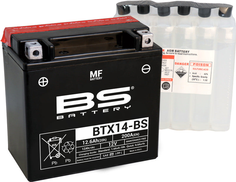 BS BATTERY Underhållsfritt Agm-Batteri BTX14-BS