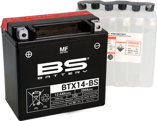 BS BATTERY Underhållsfritt Agm-Batteri BTX14-BS