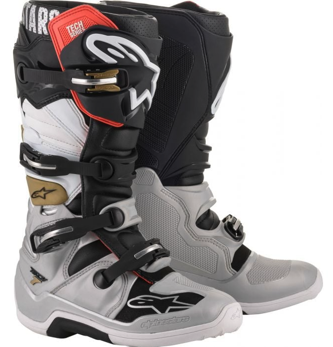 ALPINESTARS Barn Tech 7S Crosstövlar Svart/Vit/Grå/Guld